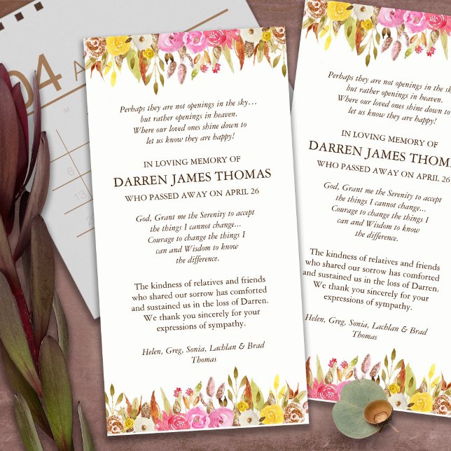 Sympathy Elegant Florals Funeral Thank You Cards (funeral thank you cards, bereavement, elegant, simple, celebration of life, sympathy card)