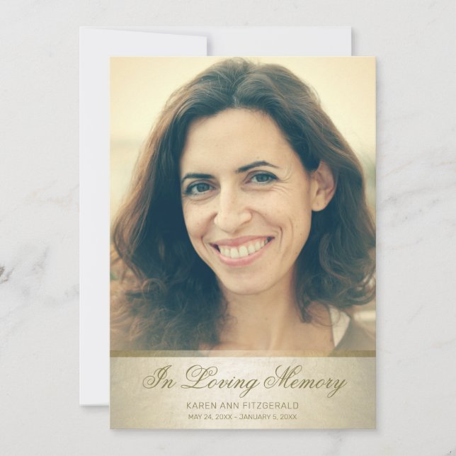 Sympathy Elegant Gold Script Photo Thank You Card (Front)