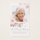 Sympathy Elegant Pink Rose Cross Photo Prayer Card