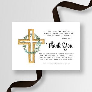 Sympathy Eucalyptus Cross Funeral  Thank You Card