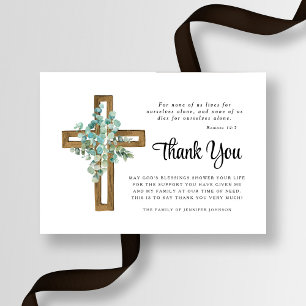 Sympathy Eucalyptus Cross Funeral  Thank You Card