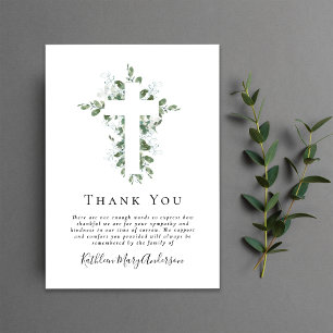 Sympathy Eucalyptus Cross Funeral  Thank You Card