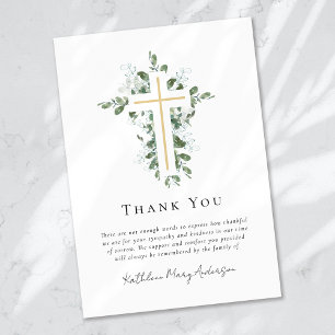 Sympathy Eucalyptus Cross Funeral  Thank You Card