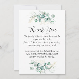 Sympathy Eucalyptus Floral Funeral Thank you  Invitation