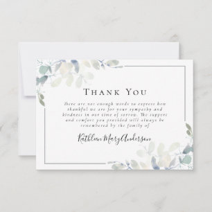 Sympathy Eucalyptus Funeral Thank You Card
