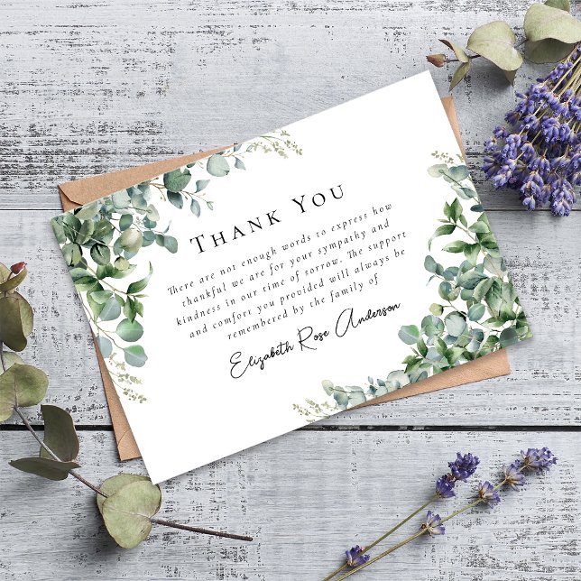 Sympathy Eucalyptus Funeral  Thank You Card (Creator Uploaded)