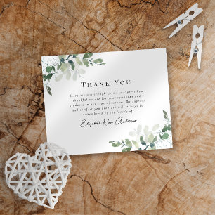 Sympathy Eucalyptus Funeral Thank You Card