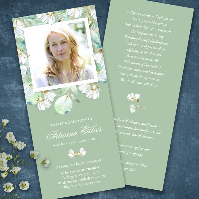 Sympathy Eucalyptus Photo Funeral Thank You Card (Funeral Thank You Card, memorial keepsake, elegant eucalyptus sympathy celebration of life card)