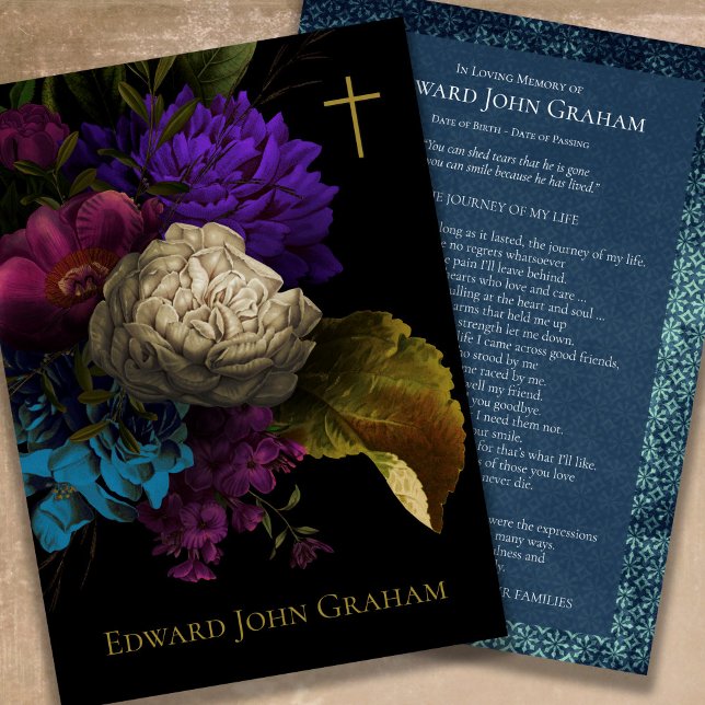 Sympathy Floral Memorial Funeral Thank You Card (Elegant Sympathy Floral Funeral Thank You Card)