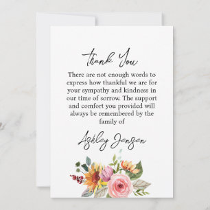 Sympathy Floral Photo Funeral Thank You Card