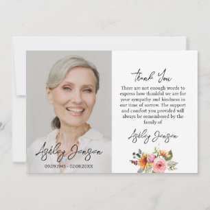Sympathy Floral Photo Funeral Thank You Card
