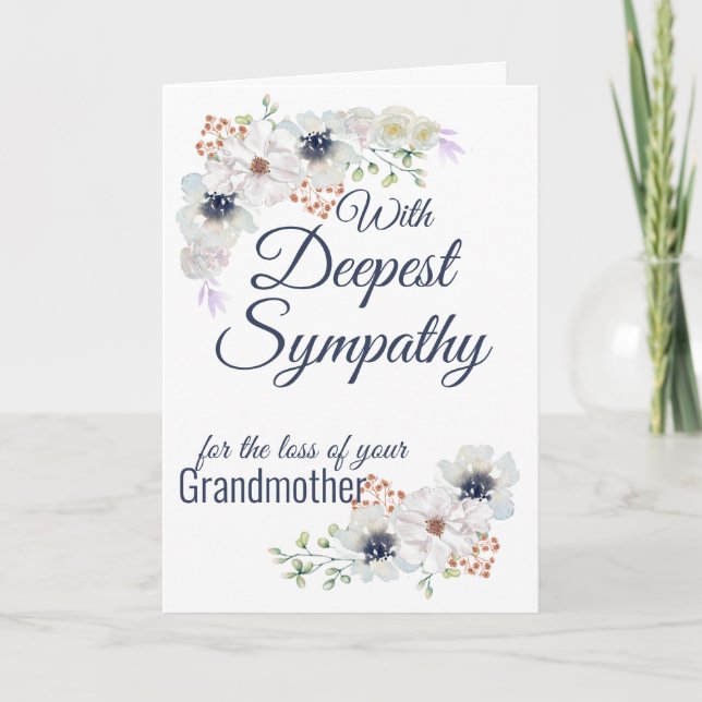 Sympathy Floral Watercolor Grandmother Card (Front)