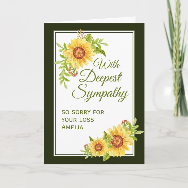 Sympathy Floral Yellow Sunflower Card (Front)