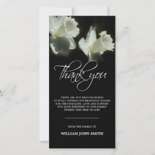 Sympathy Flower Daffodils THANK YOU Black   PHOTO Card