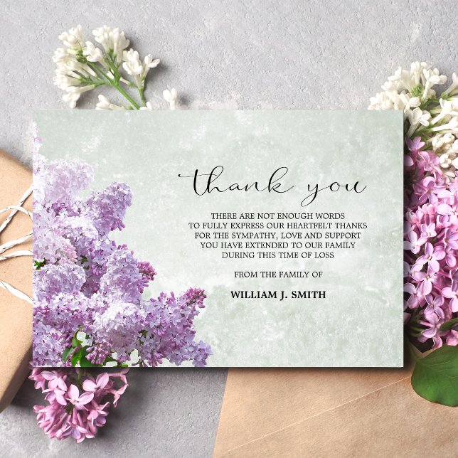 Sympathy Flower Lilacs THANK YOU Grey Card (Creator Uploaded)