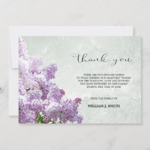 Sympathy Flower Lilacs THANK YOU Grey   PHOTO Card
