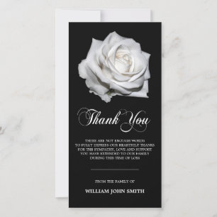 Sympathy Flower White Rose THANK YOU Black   PHOTO Card
