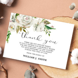 Sympathy Flower White Roses THANK YOU   PHOTO Card