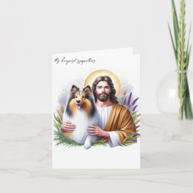 Sympathy for Dog Loss-Jesus with Collie Card (Front)