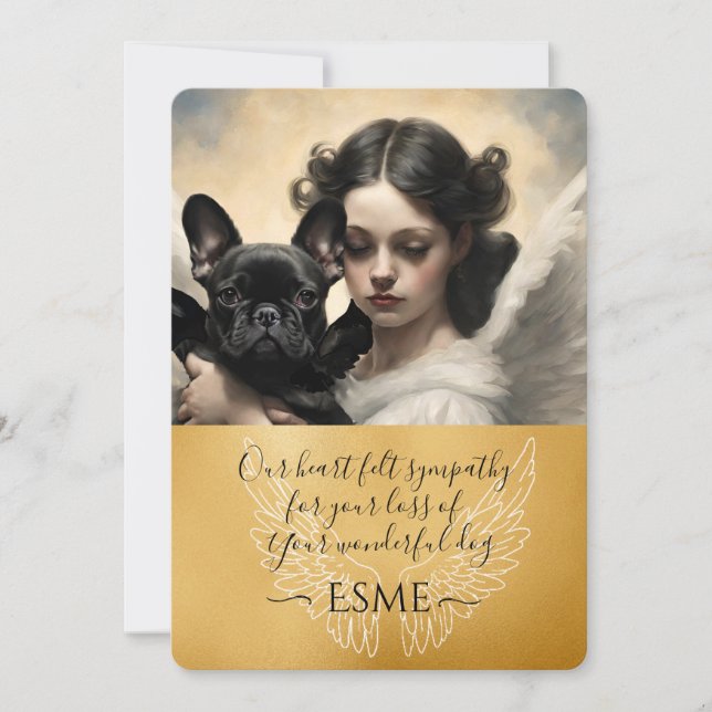 Sympathy for Loss Black French Bulldog Angel Art  (Front)
