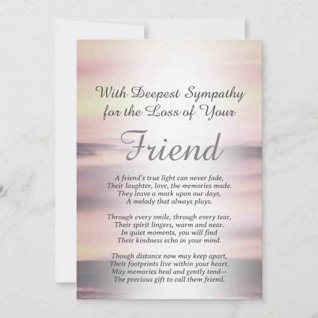Sympathy for Loss of a Friend Card (Front)