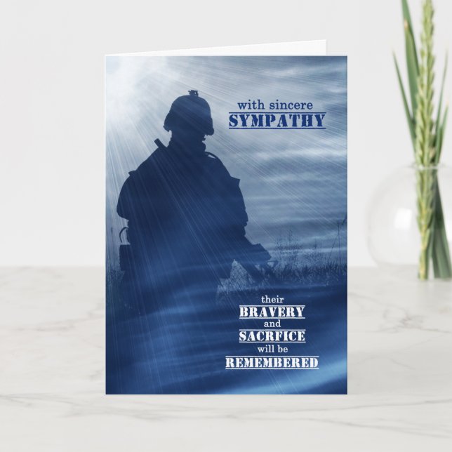 Sympathy for Loss of a Soldier Shades of Blue Card (Front)