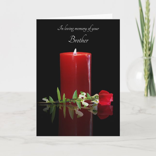 Sympathy for Loss of Brother Candle and Rose Card (Front)