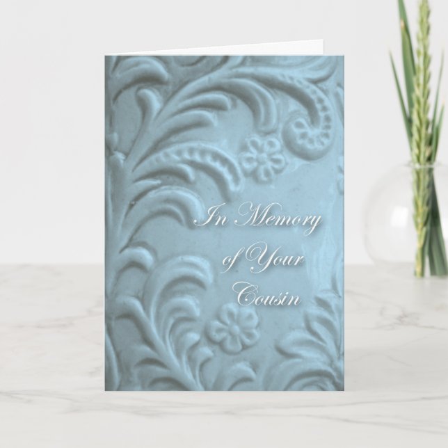 Sympathy for Loss of Cousin, Blue Plant Forms Card (Front)