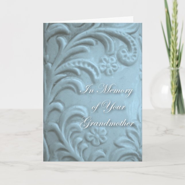 Sympathy for Loss of Grandmother, Blue Plant Forms Card (Front)