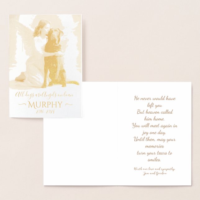 Sympathy for Loss of Labrador Retriever Angel  Foil Card (Display)