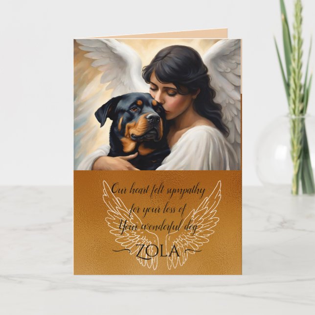 Sympathy for Loss of Rottweiler Angel Art card (Front)