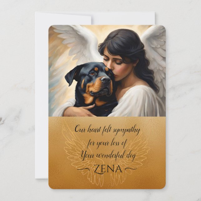 Sympathy for Loss of Rottweiler Angel Art  Invitation (Front)