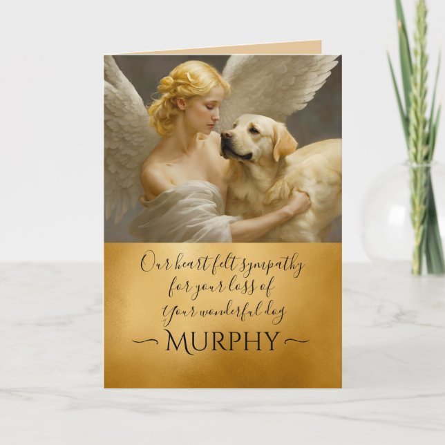 Sympathy for Loss of Yellow Lab Gold Angel Card (Front)