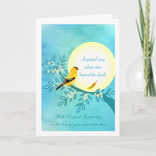 Sympathy for the Loss of Grandmothe Goldfinch Bird Card (Front)