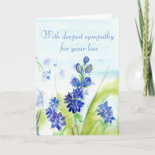 Sympathy For Your Loss Blue Watercolor Flowers Card Zazzle.co.uk
