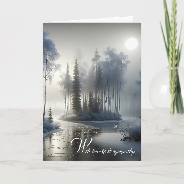 Sympathy Frozen River With Frosted Trees Card (Front)
