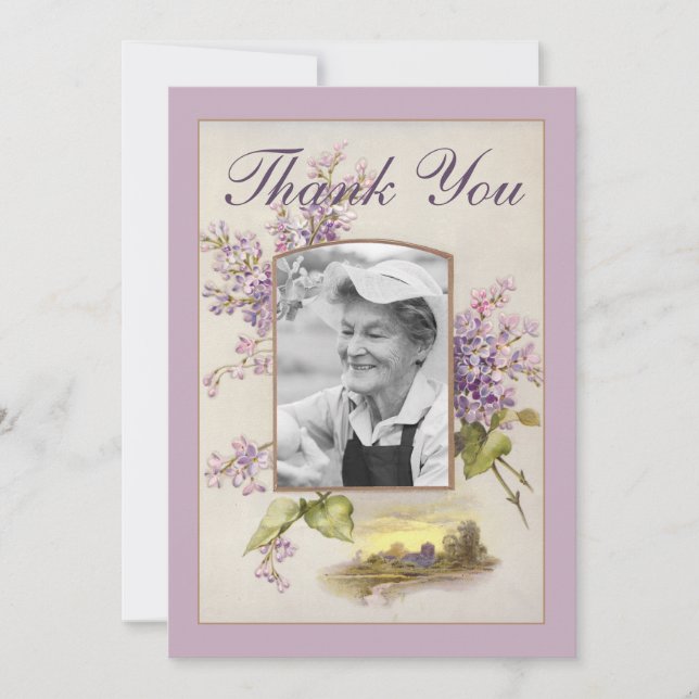 Sympathy Funeral Lilac Vintage Floral Thank You (Front)