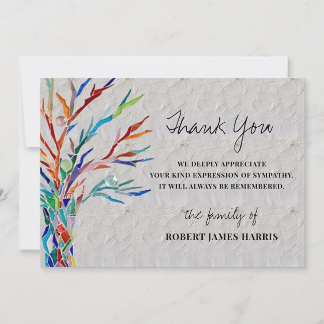 Sympathy Funeral Memory Thank You Card (Front)