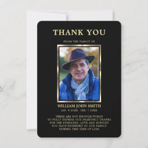 Sympathy Funeral Memory THANK YOU Photo BLACK Card