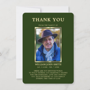 Sympathy Funeral Memory THANK YOU Photo Green Card