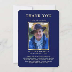 Sympathy Funeral Memory THANK YOU Photo Navy Blue