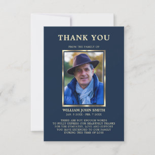 Sympathy Funeral Memory THANK YOU Photo NAVY Card