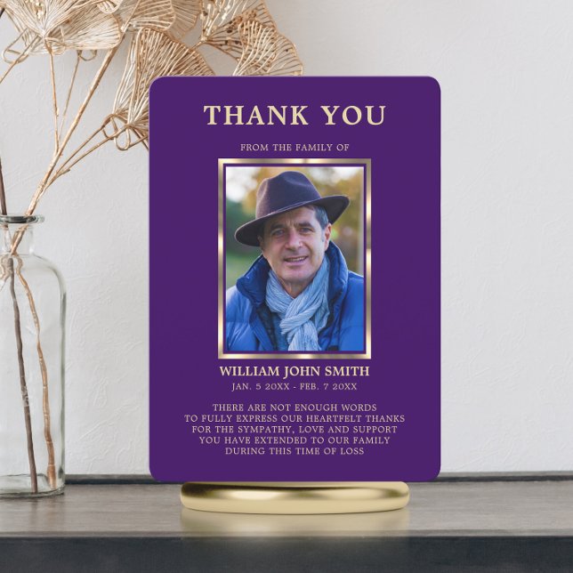 Sympathy Funeral Memory THANK YOU Photo Purple (Creator Uploaded)