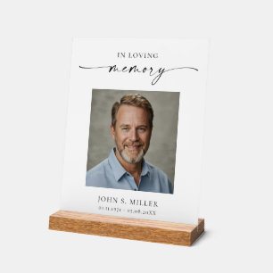 Sympathy Funeral Photo Memorial Prayer Card Acrylic Sign