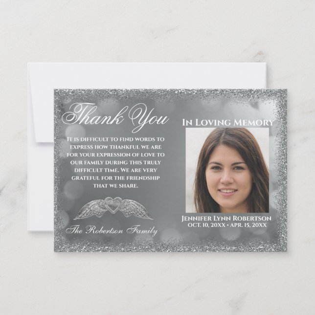 Sympathy Funeral Photo THANK YOU with Heart (Front)