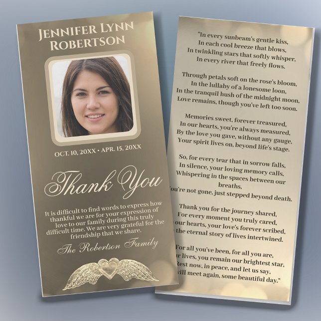 Sympathy Funeral Photo THANK YOU with Heart (Creator Uploaded)