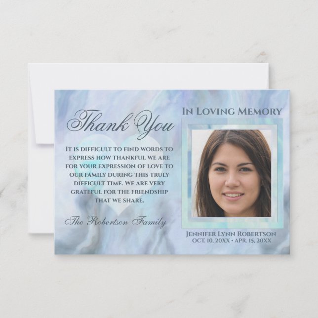 Sympathy Funeral Photo THANK YOU with Heart (Front)