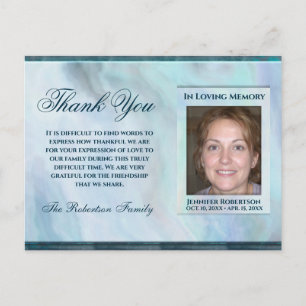 Sympathy Funeral Photo THANK YOU with Heart Postca Postcard