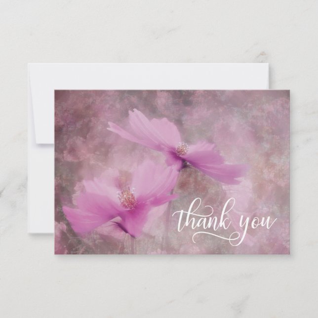 Sympathy Funeral Pink Mauve Flower THANK YOU Card (Front)