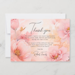 Sympathy Funeral Pink Peonies Vintage Thank You Card